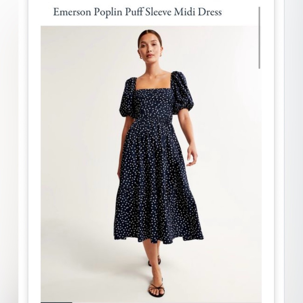 Abercrombie & Fitch Emerson Poplin Puff Sleeve Midi Dress